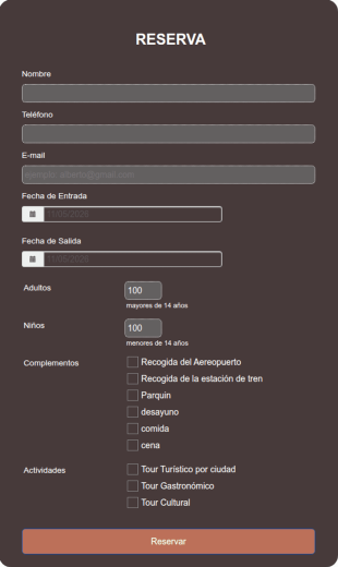 Formulario Reservas