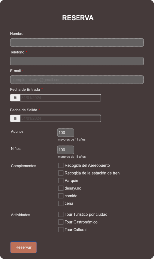Formulario Reservas Form Template