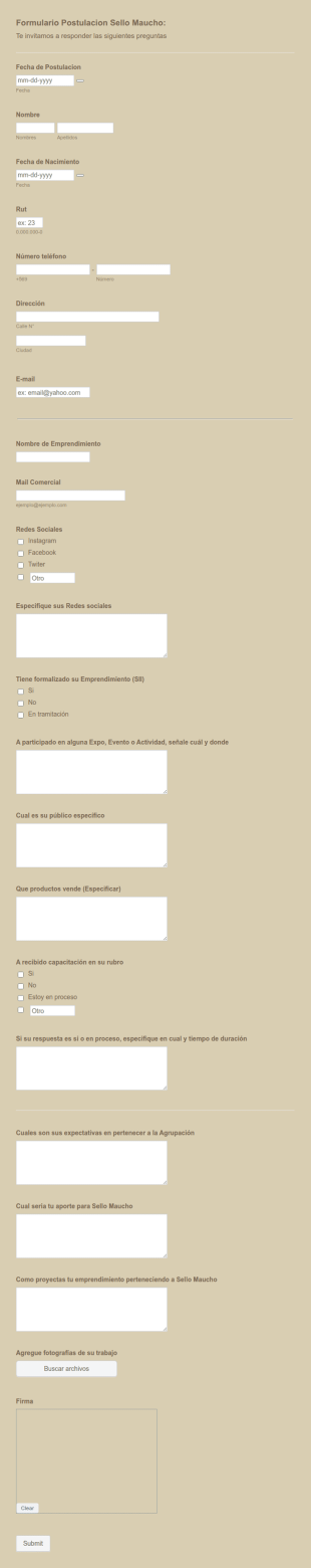 Formulario Sello Maucho