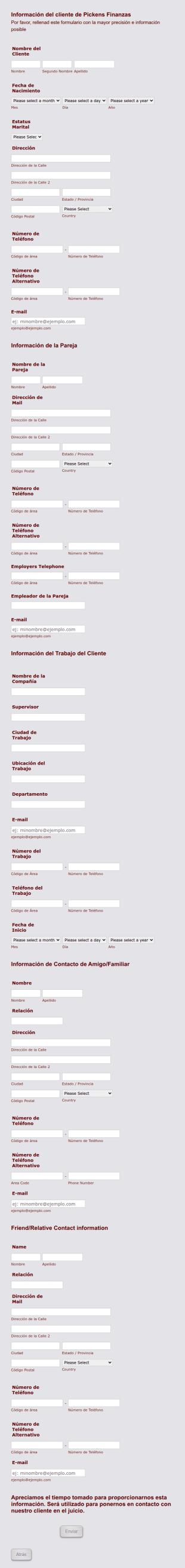 Información De Cliente Para Juicio