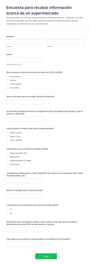 Formulario Sobre Nuestro Supermercado