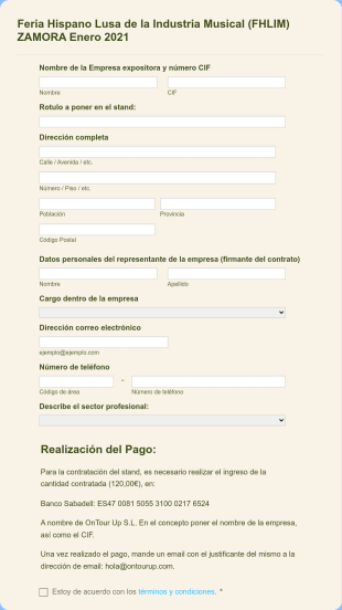 Formulario Stands Feria