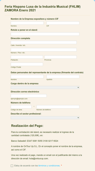 Formulario Stands Feria