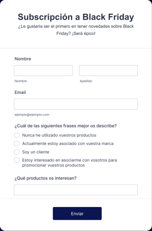 Formulario Subscripción A Black Friday