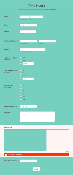 Formulario Time Form Template