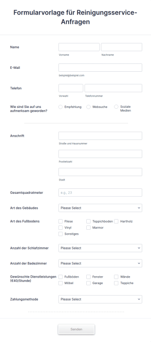 Formularvorlage Für Reinigungsservice Anfragen