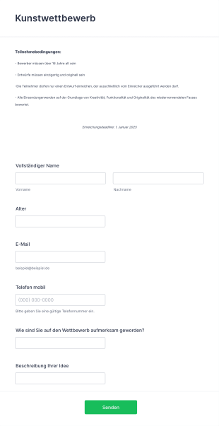 Formularvorlage Für Zeichenwettbewerb Form Template