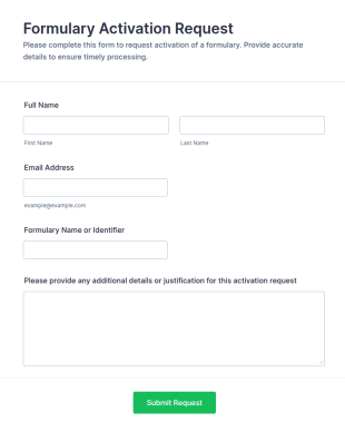 Formulary Activation Request Form Template