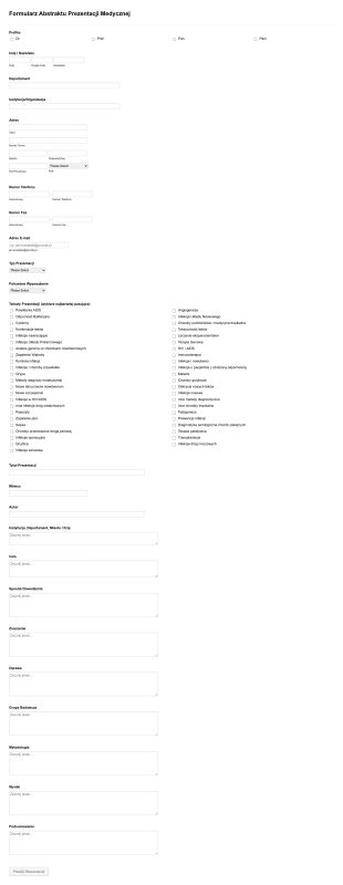 Formularz Abstraktu Prezentacji Medycznej Form Template