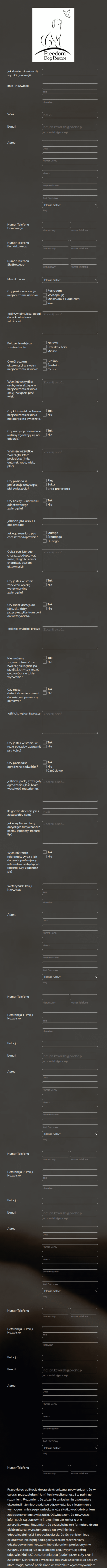 Formularz Adopcji Psa