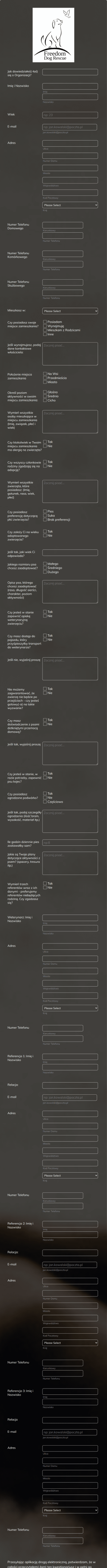 Formularz Adopcji Psa