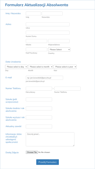 Formularz Aktualizacji Absolwenta Form Template