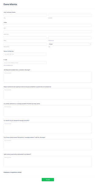 Formularz Ankiety Produktu Form Template