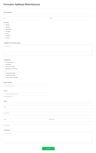 Formularz Aplikacji Wolontariusza Form Template