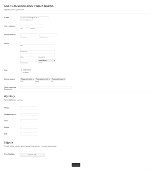 Formularz Aplikacyjny Agencji Modelingu Form Template