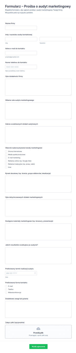 Formularz Audytu Marketingowego