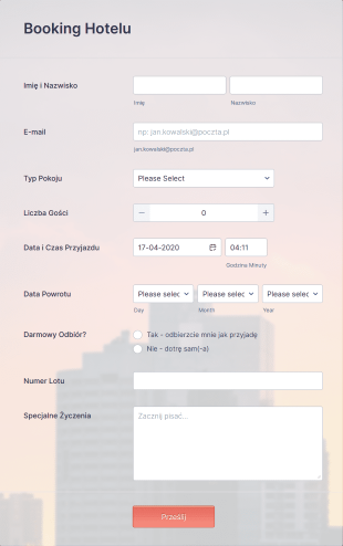 Formularz Bookingu Hotelu