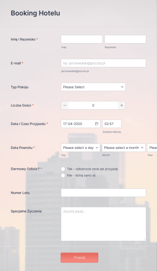 Formularz Bookingu Hotelu Form Template