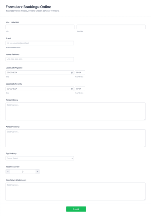 Formularz Bookingu Online