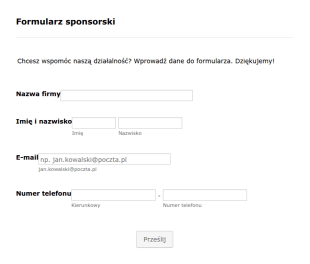 Formularz Danych Sponsora