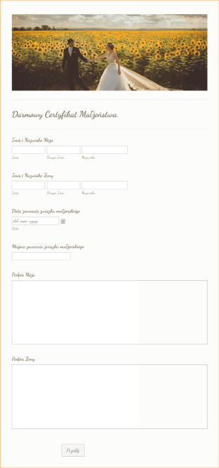 Formularz Darmowego Certyfikatu Małżeństwa Form Template