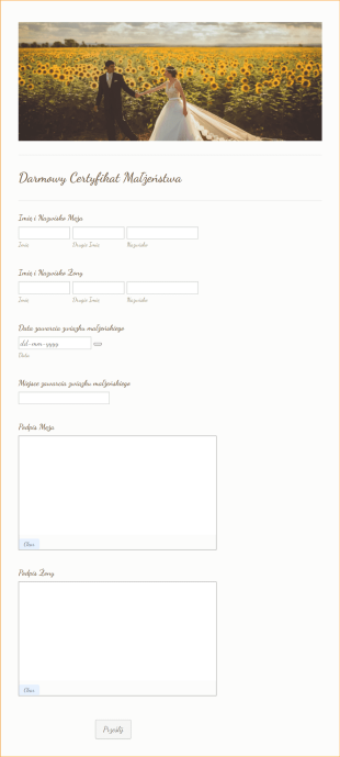 Formularz Darmowego Certyfikatu Małżeństwa Form Template