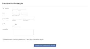 Formularz Darowizny PayPal