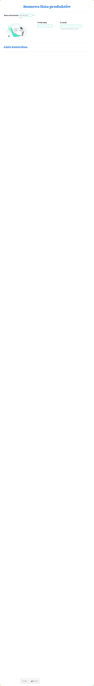 Formularz Domowej Listy Produktów