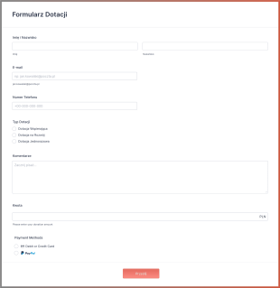 Formularz Dotacji Online Form Template