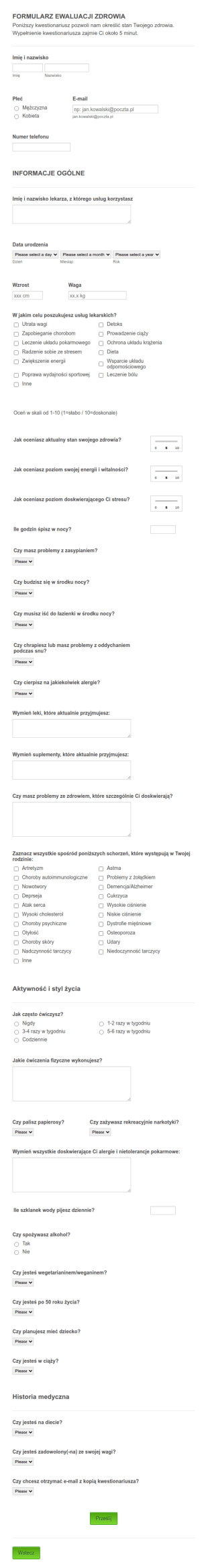 Formularz Ewaluacji Zdrowia