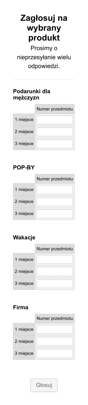 Formularz Głosowania Konkursu Pokaż Swój Styl Form Template