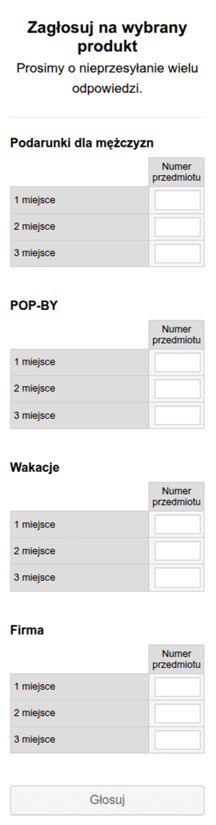 Formularz Głosowania Konkursu Pokaż Swój Styl
