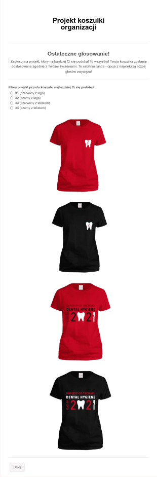 Formularz Głosowania Na Projekt Koszulki