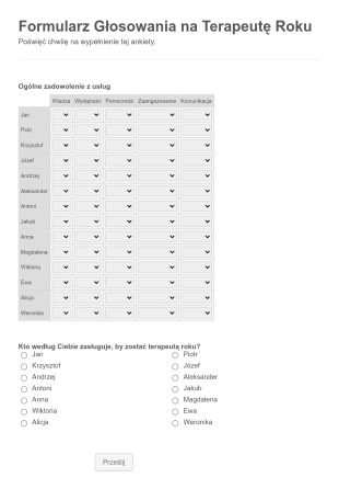 Formularz Głosowania Na Terapeutę Roku Form Template