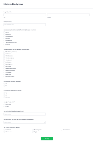 Formularz Historii Medycznej Form Template