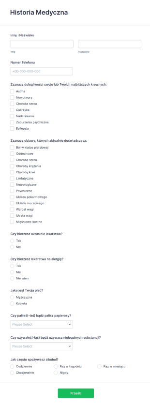 Formularz Historii Medycznej