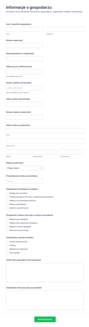 Formularz Informacji O Gospodarzu