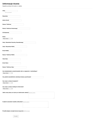 Formularz Informacji Ucznia I Kontaktu Z Rodzicem