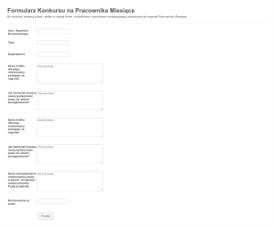Formularz Konkursu Na Pracownika Miesiąca