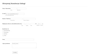 Formularz Kosztorysu Usługi Form Template