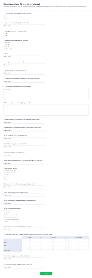 Formularz Kwestionariusza Strony Form Template