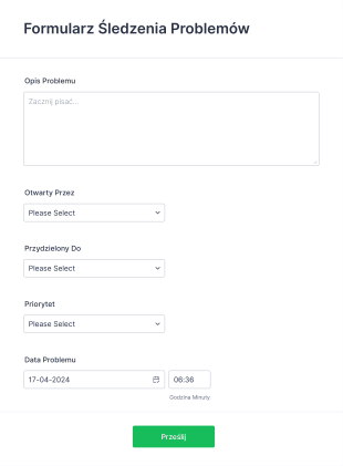 Formularz Śledzenia Problemów Form Template