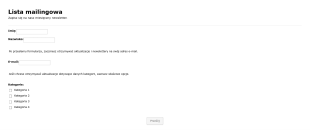 Formularz Listy Mailingowej Form Template