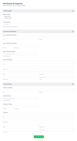 Formularz Nominacji Do Nagrody Form Template