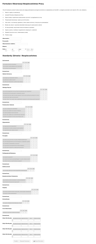 Formularz Obserwacji Bezpieczeństwa Pracy Form Template