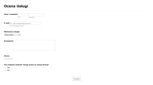 Formularz Oceny Usługi Form Template