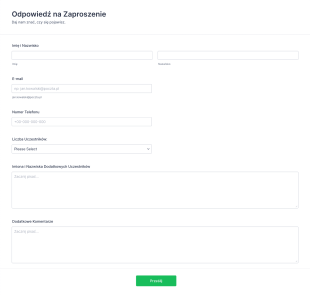 Formularz Odpowiedzi Na Zaproszenie
