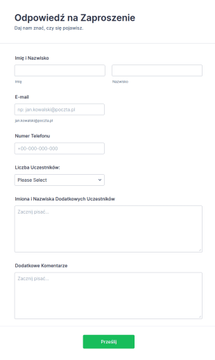 Formularz Odpowiedzi Na Zaproszenie