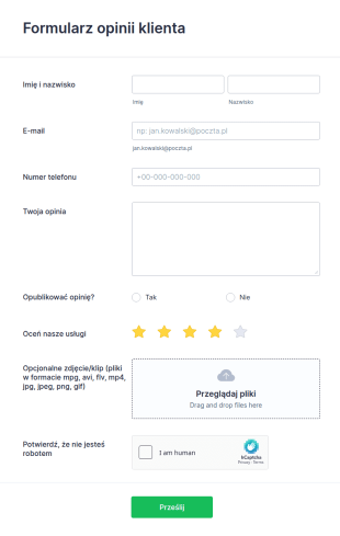 Formularz Opinii Klienta