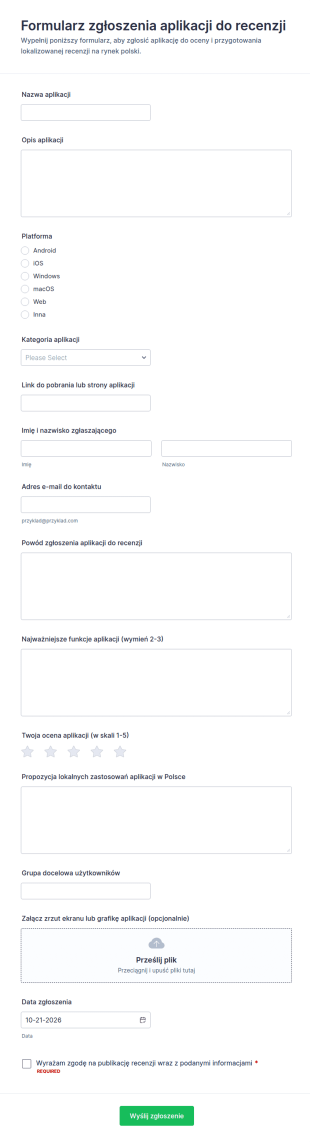 Formularz Opinii O Aplikacji